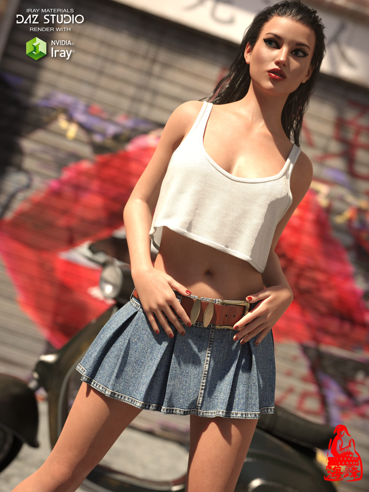 dForce Tank & Skirt for Genesis 8 & 8.1 Females and Genesis 9_DAZ3D下载站
