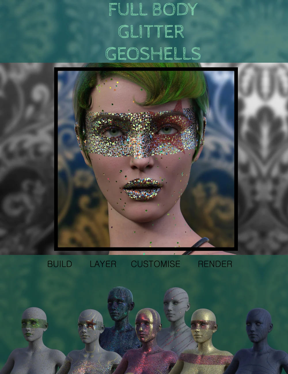 Full Body Glitter Geoshells for Genesis 8.1 Females_DAZ3D下载站