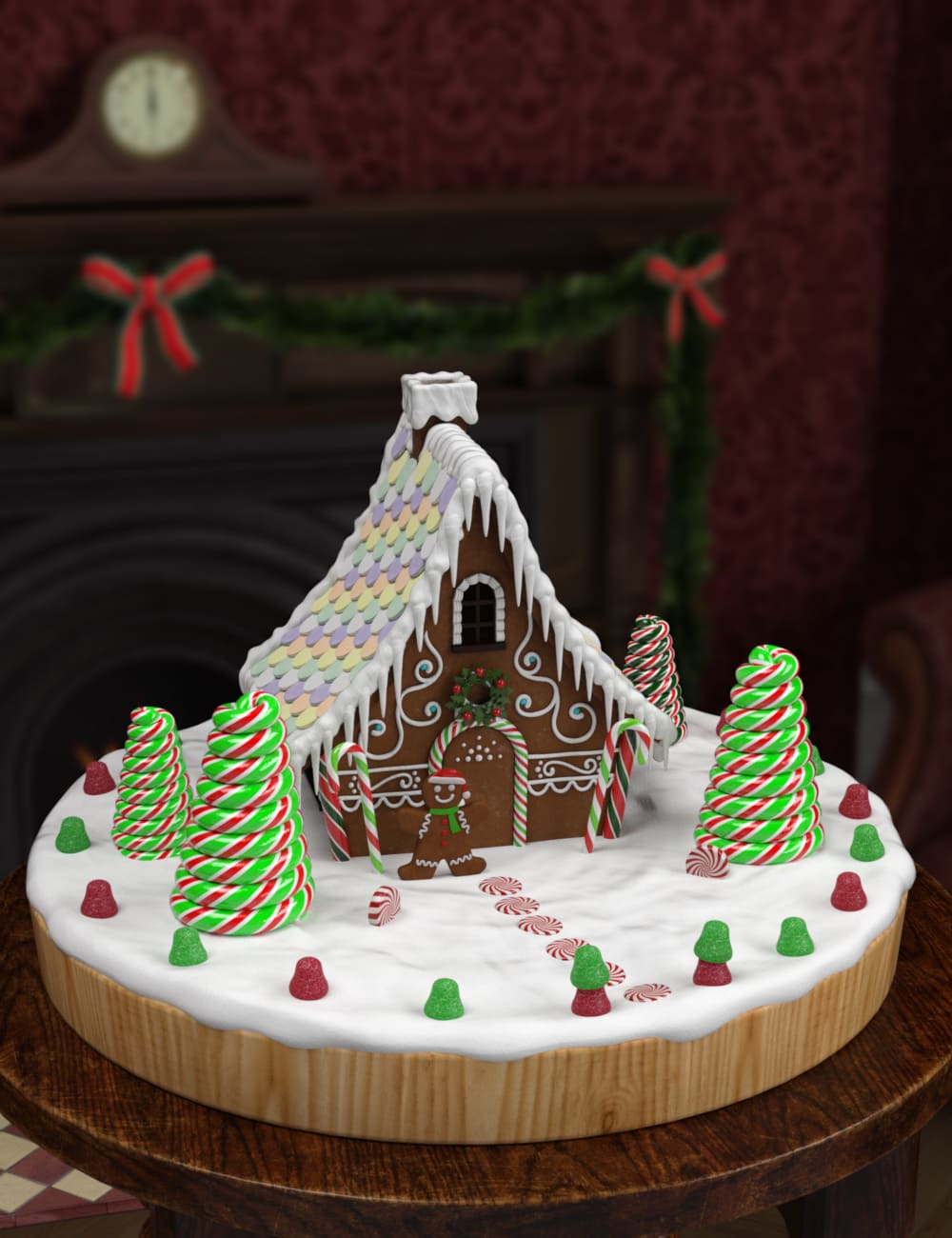 Gingerbread House Kit_DAZ3D下载站