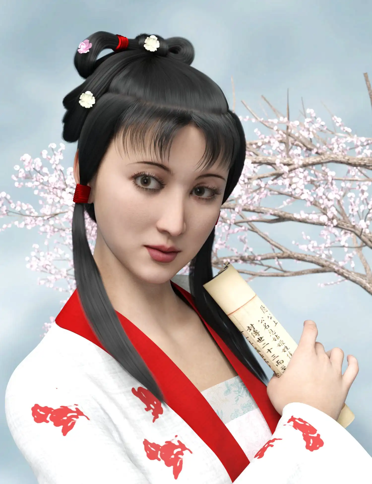 MK Lin Bun Hair for Genesis 8 and 8.1 Females_DAZ3D下载站