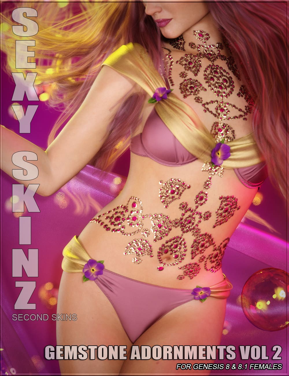 Sexy Skinz – Gemstone Adornments Vol 2 for Genesis 8 and 8.1 Females_DAZ3D下载站