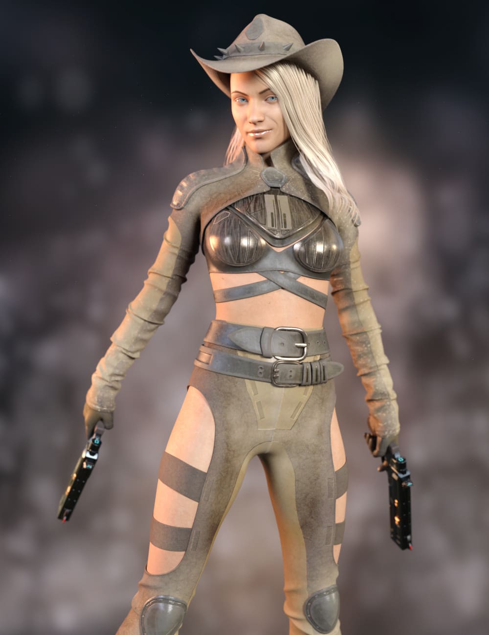 West Sci-Fi Outfit for Genesis 8.1 Females_DAZ3D下载站