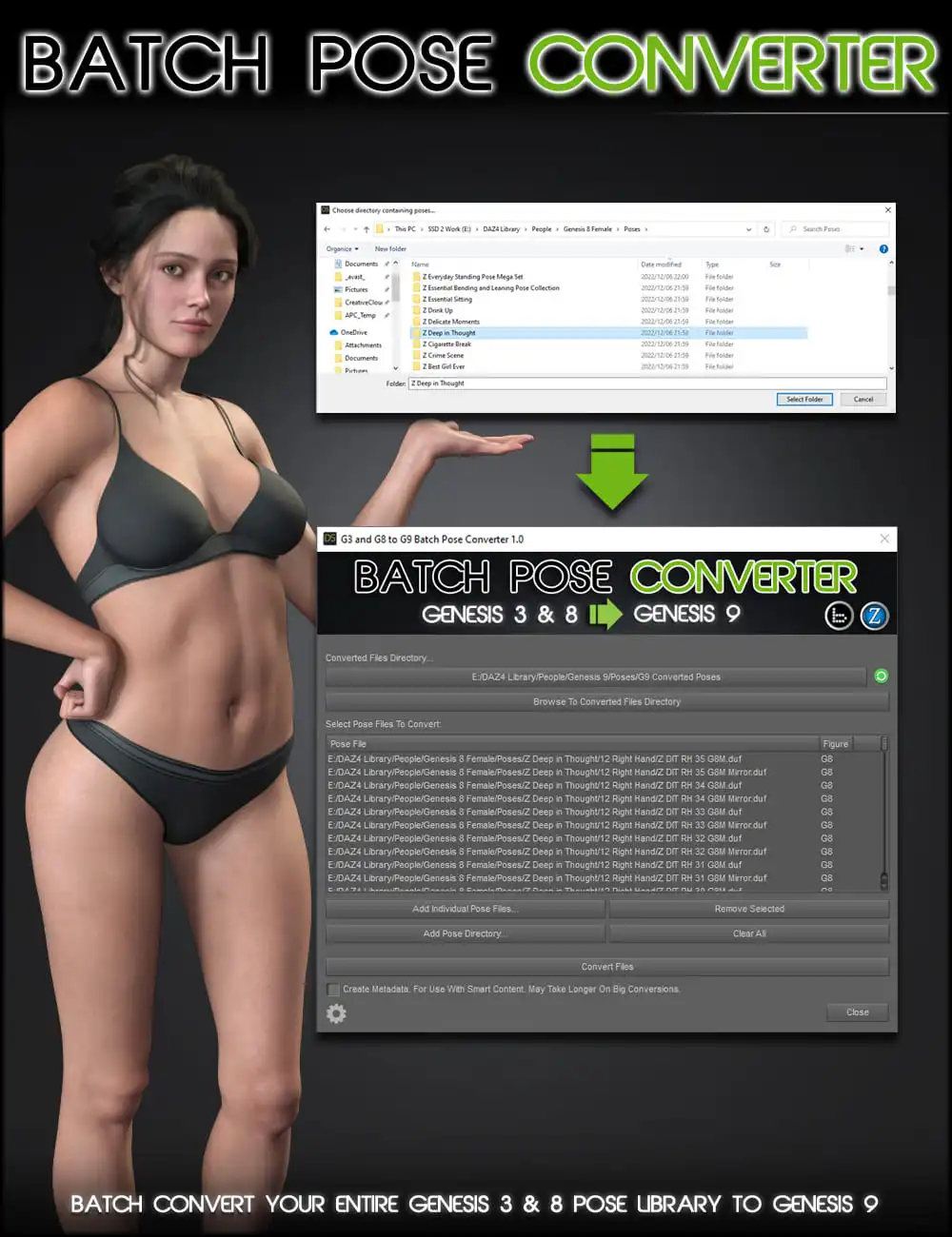 Genesis 3 and 8 to 9 Batch Pose Converter_DAZ3DDL