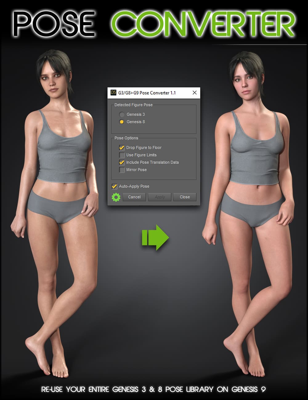 Genesis 3 and 8 to 9 Pose Converter (UD 2023-01-20)_DAZ3DDL