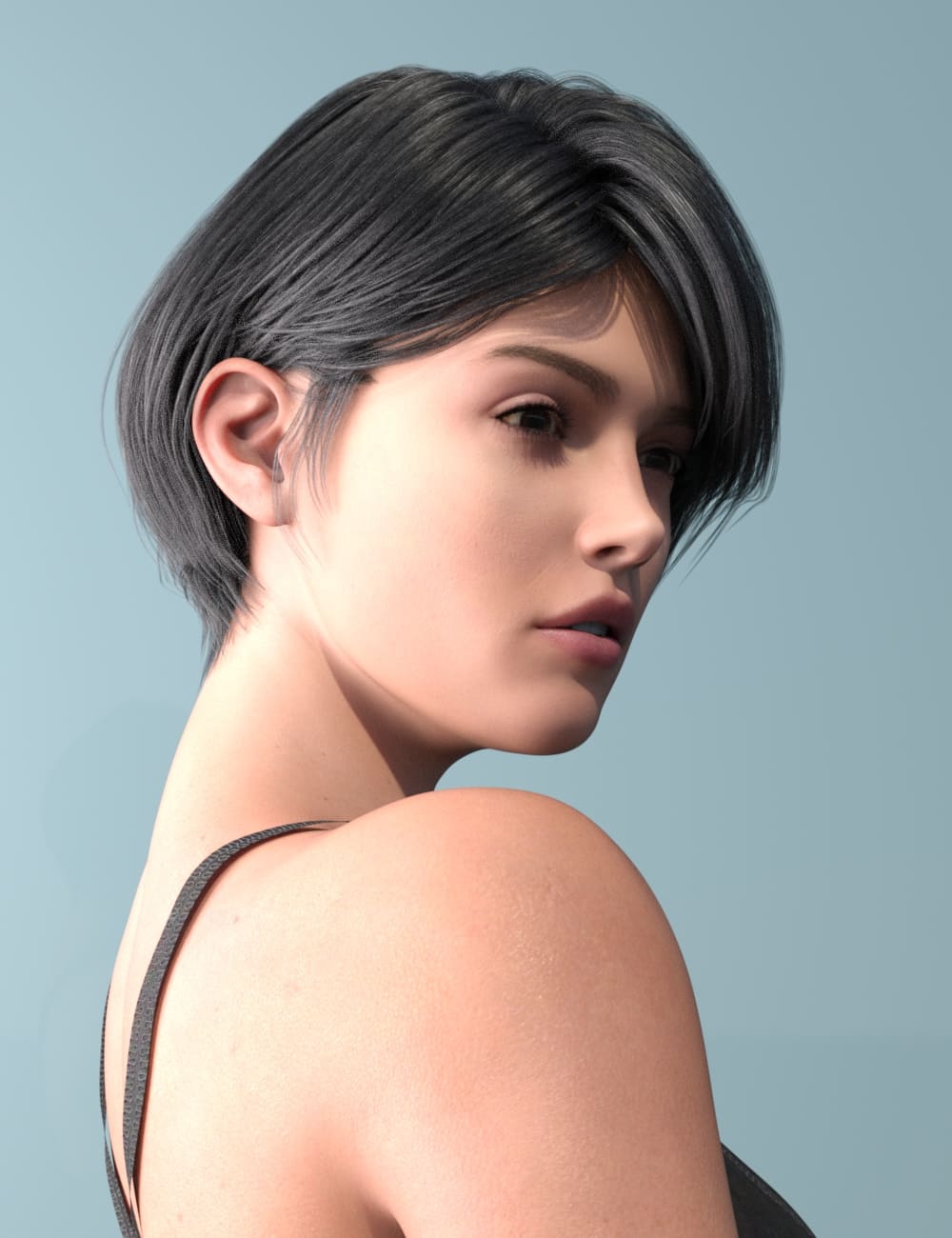 JL Hair Multilayered Short Hair for Genesis 9 and Victoria 9_DAZ3D下载站