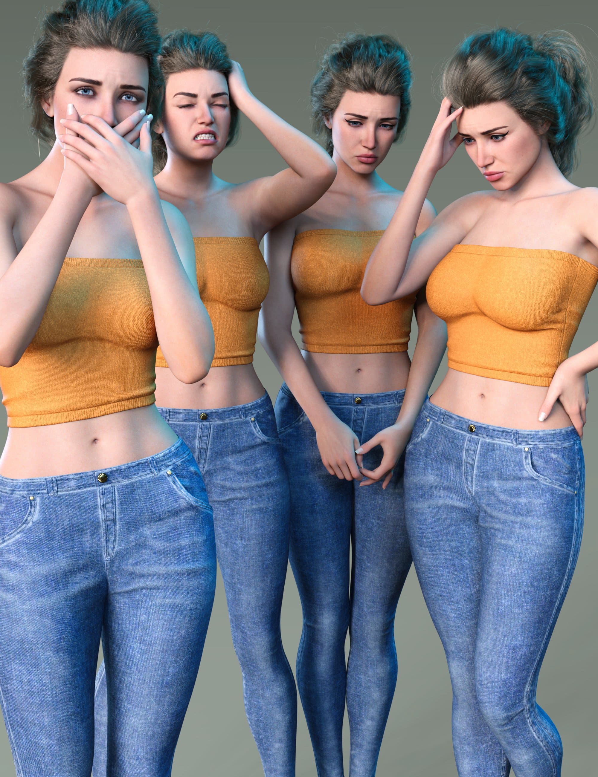 Z Negative Emotions Utility Pose Collection for Genesis 8 and 8.1_DAZ3D下载站