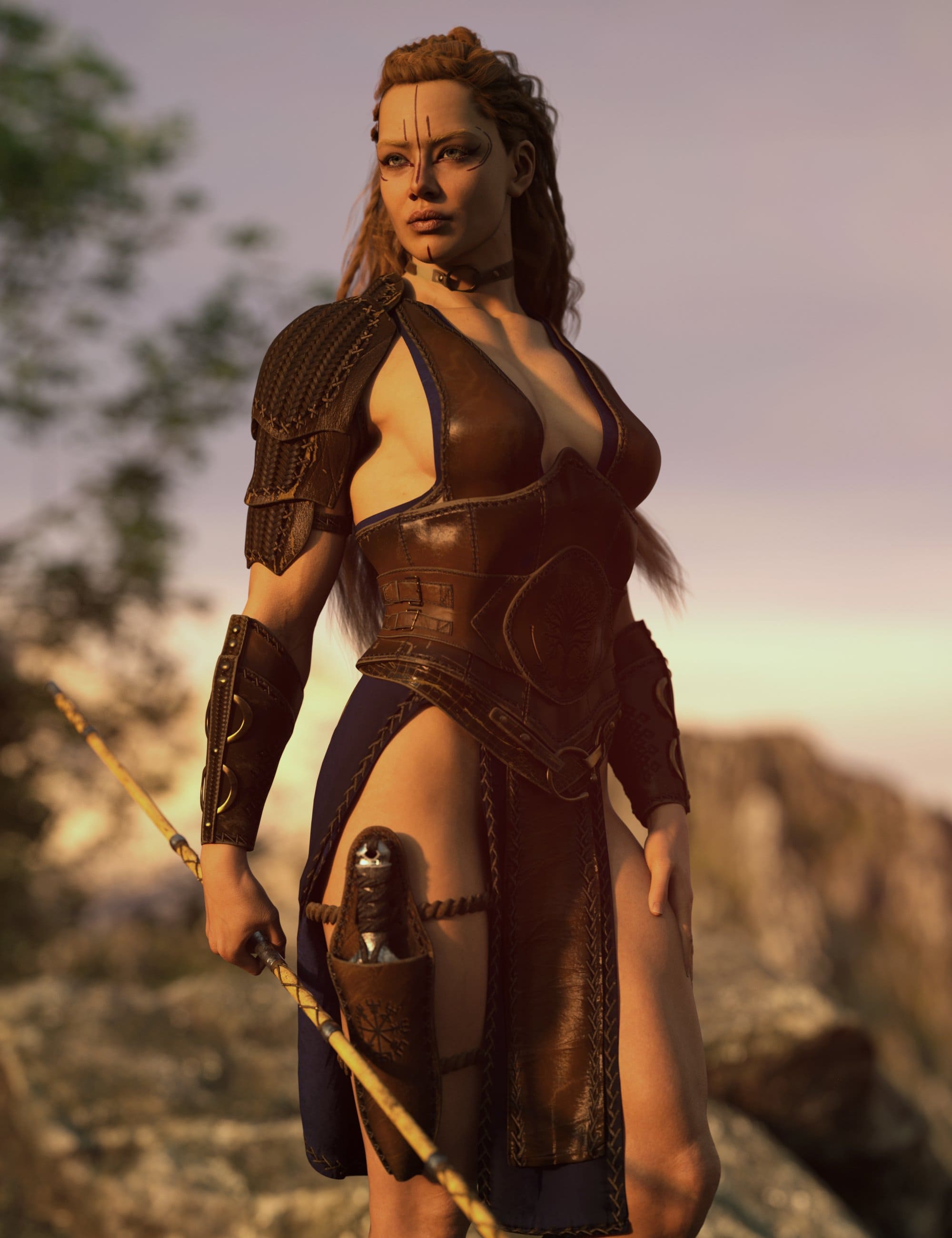 Ancient Warriors Poses and Expressions for Genesis 9 Feminine_DAZ3D下载站