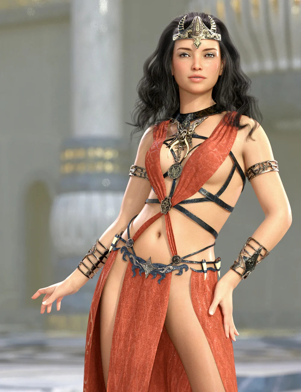 dForce EF Dark Priestess Outfit for Genesis 9_DAZ3D下载站