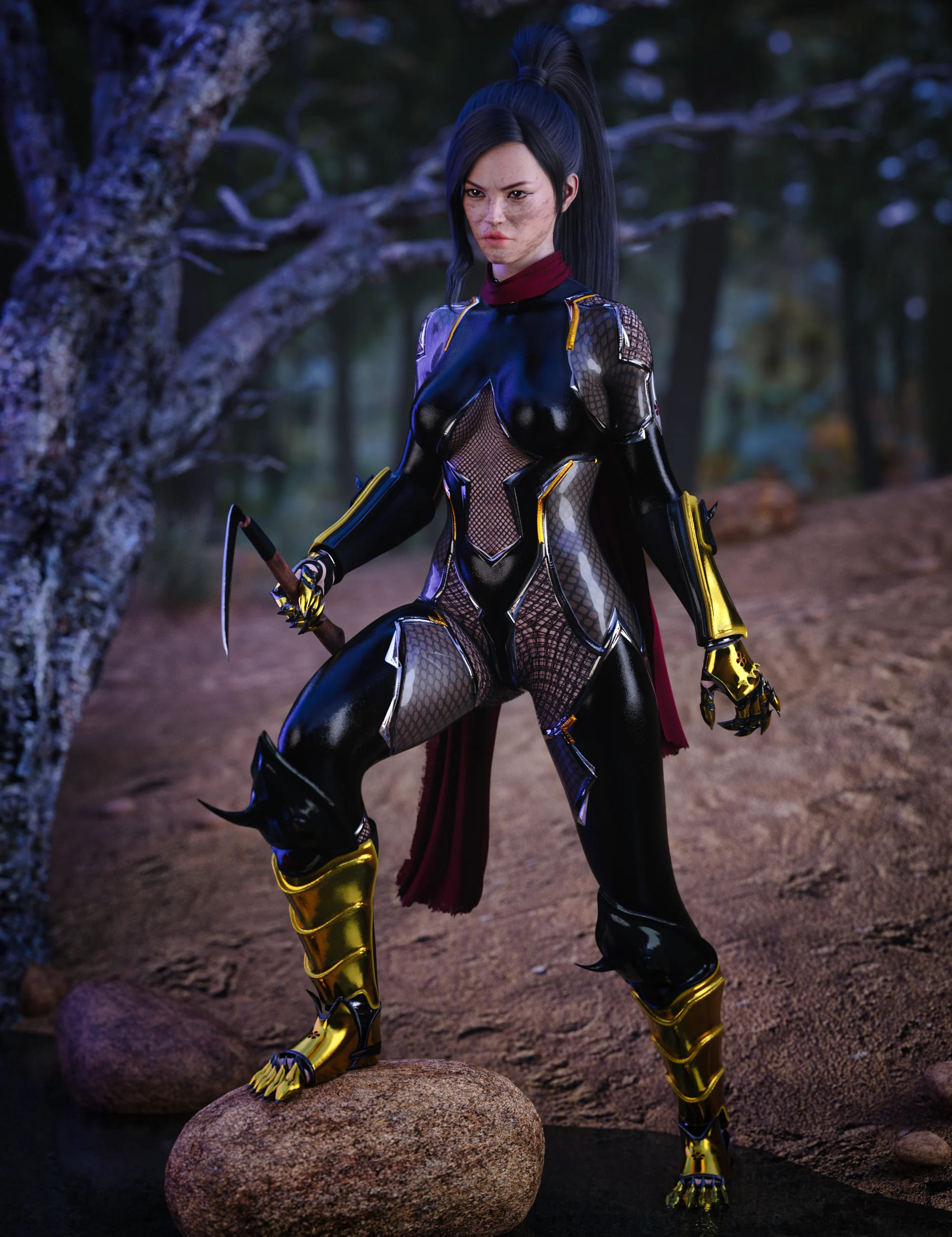 dForce Kunoichi Battle Suit Bundle for Genesis 8 Females_DAZ3D下载站