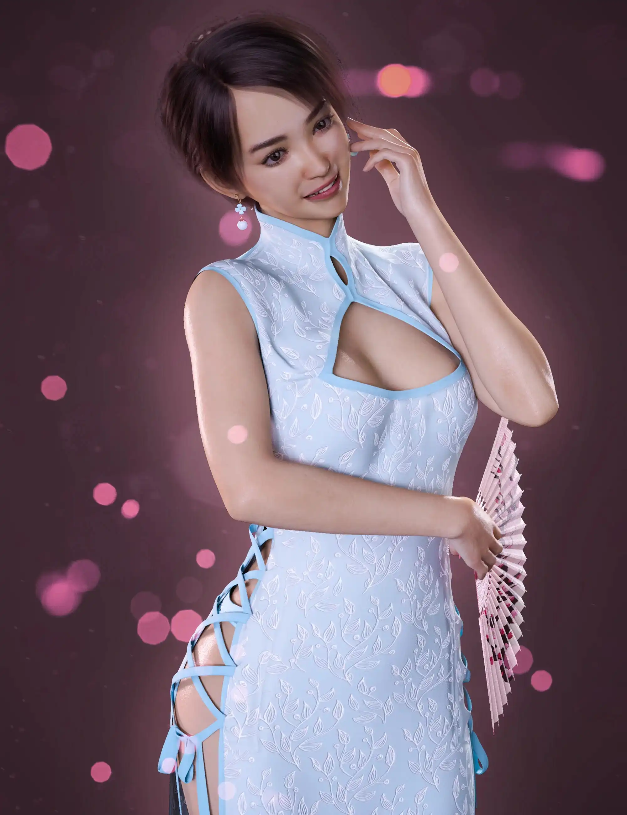 dForce Li Mei Mini Dress Outfit for Genesis 8 and 8.1 Females_DAZ3DDL
