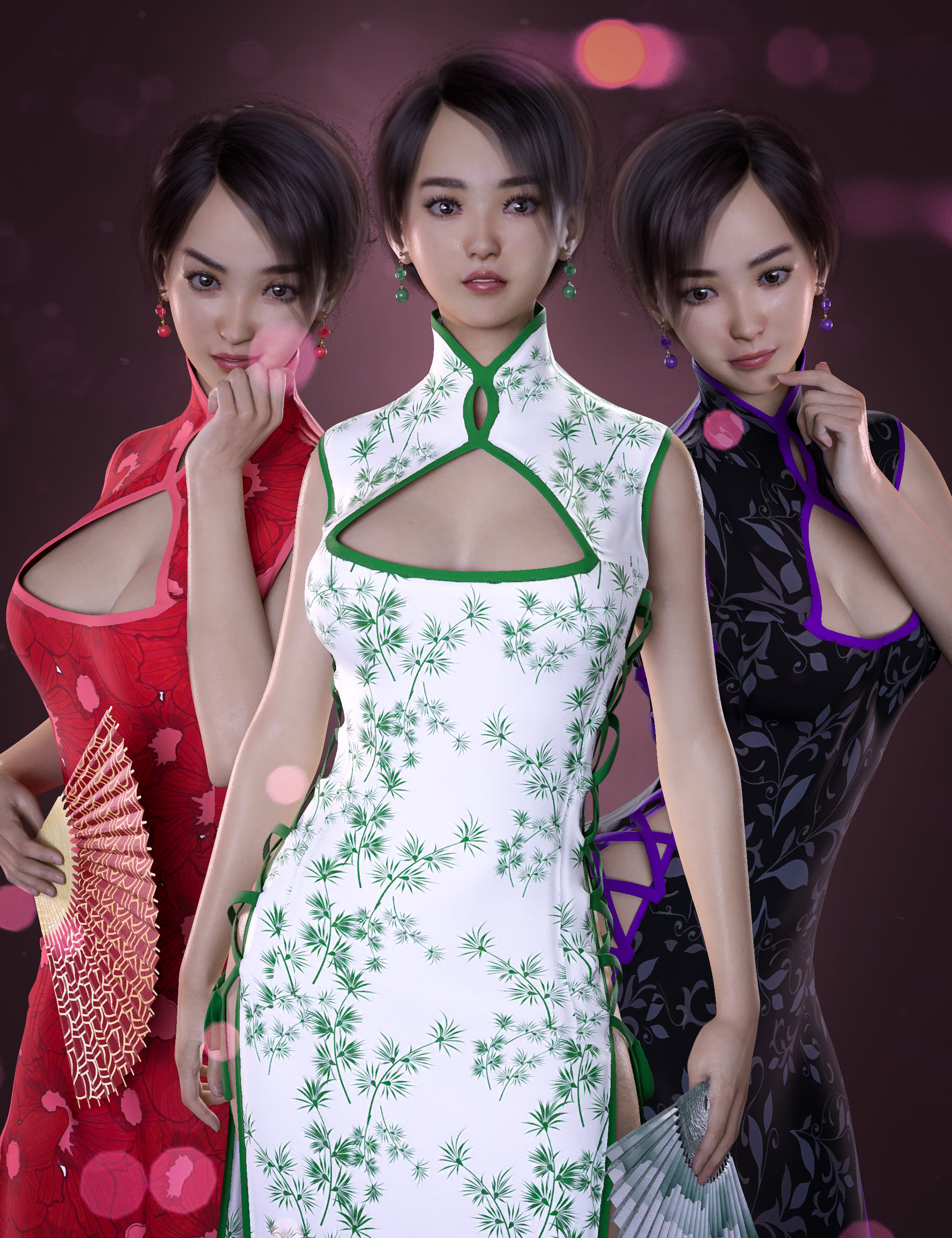 dForce Li Mei Mini Dress Outfit Textures_DAZ3D下载站