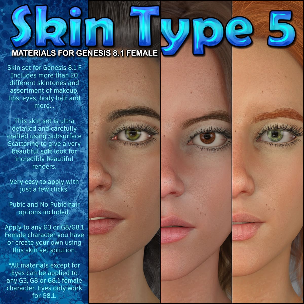 Exnem Skin Type 5 for Genesis 8.1 Female_DAZ3D下载站
