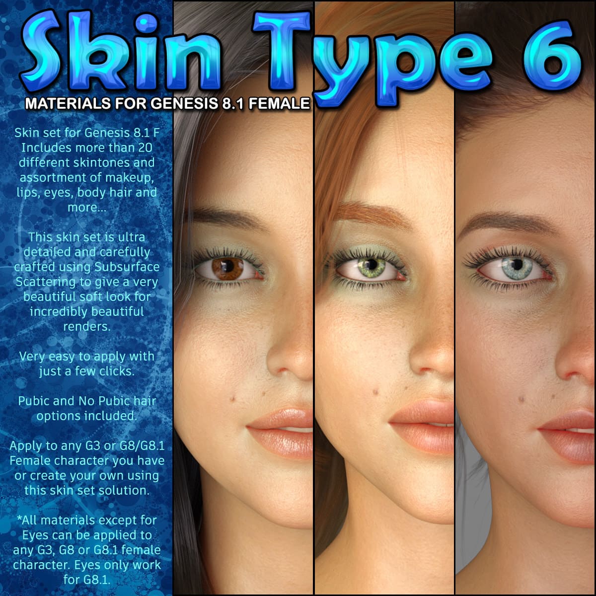Exnem Skin Type 6 for Genesis 8.1 Female_DAZ3D下载站