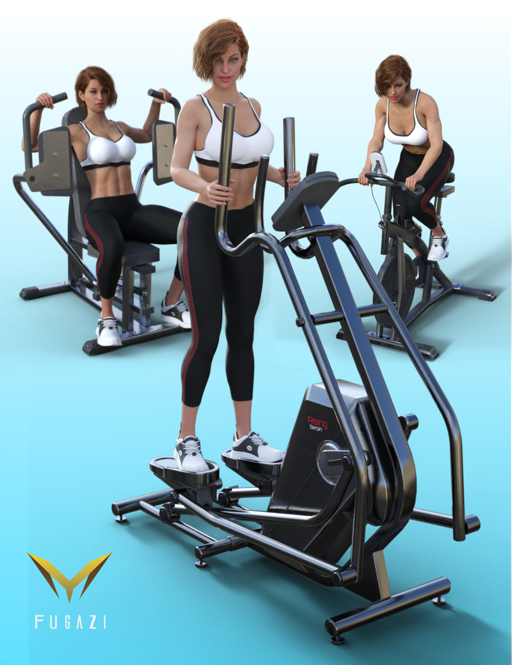 FG Fitness Equipment and Poses for Genesis 8 and 8.1 Females_DAZ3D下载站