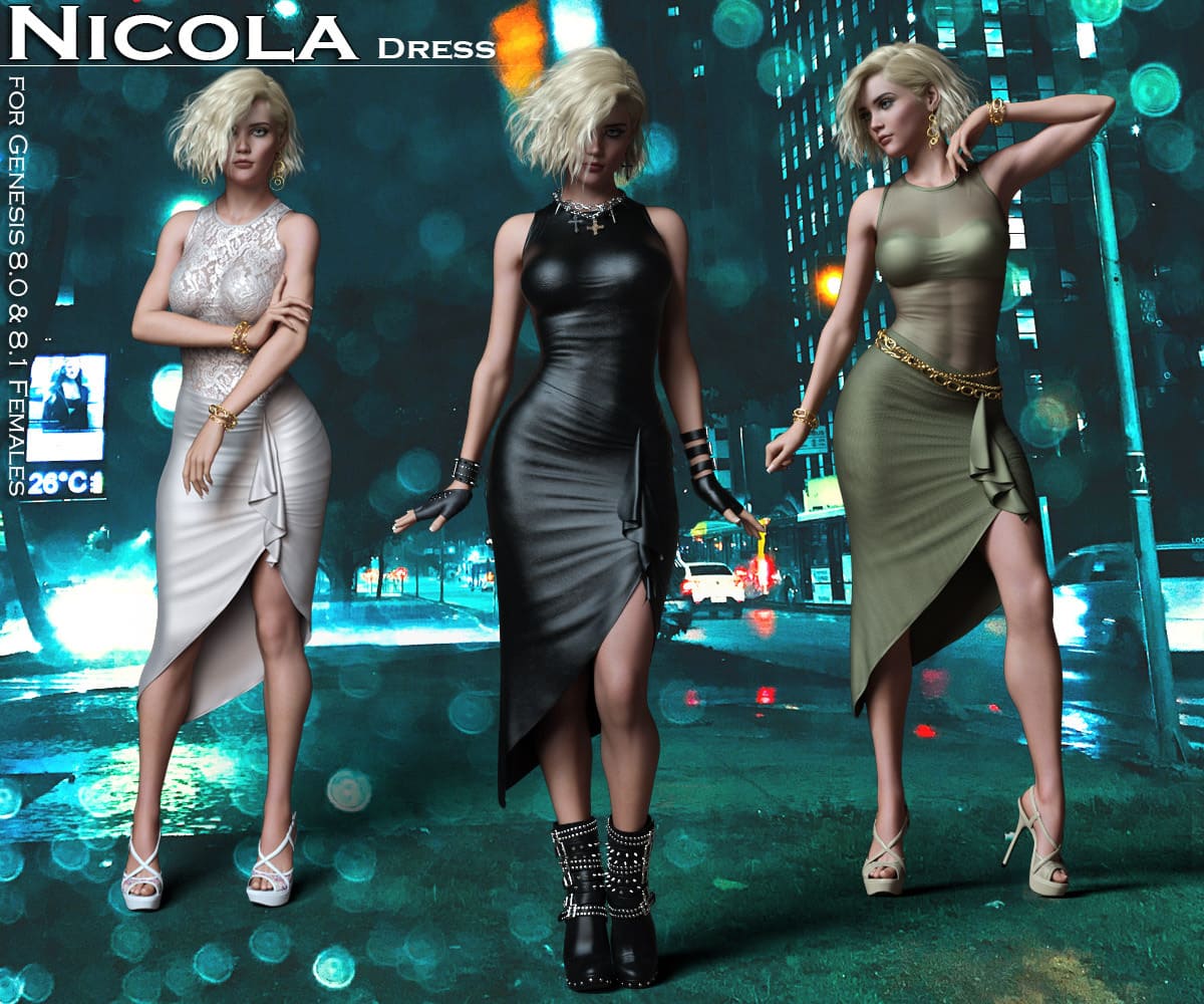 Nicola Dress for 8.0/8.1 Genesis Females_DAZ3DDL