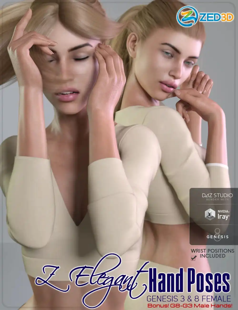 Z Elegant Hand Poses for Genesis 3 and 8 Female and Male_DAZ3D下载站