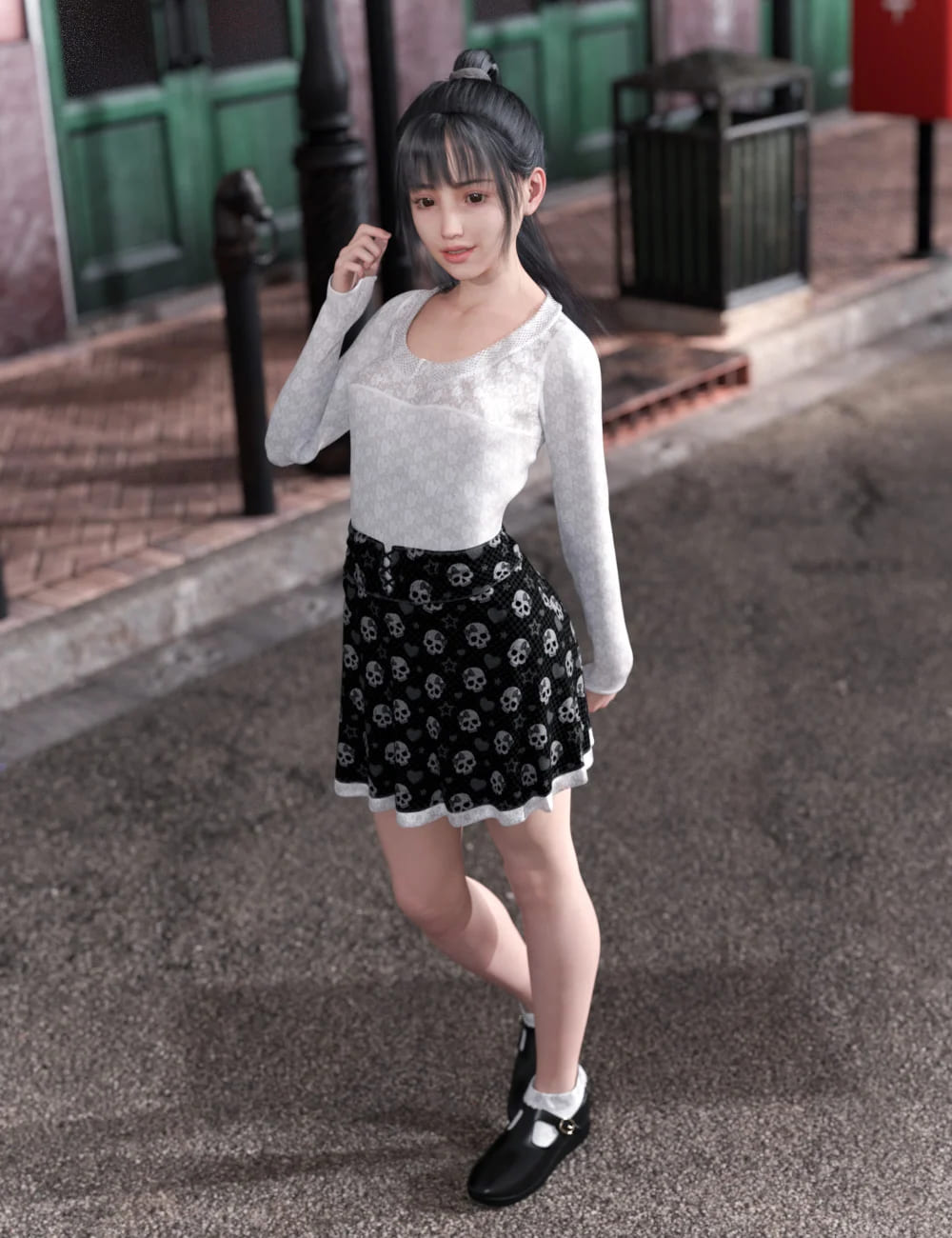 dForce Harajuku Girl Outfit for Genesis 8 and 8.1 Females_DAZ3D下载站