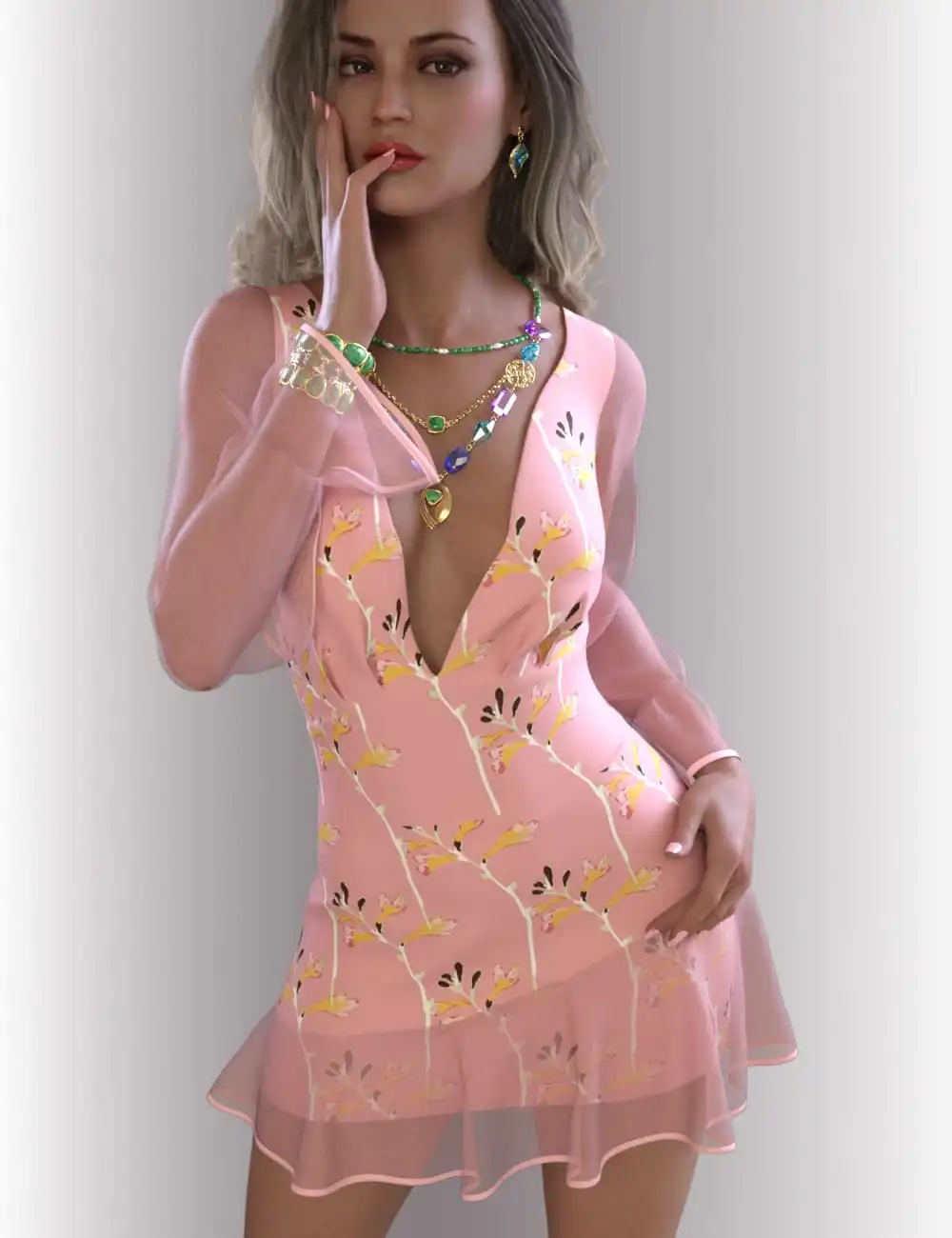 dForce Iris Dress Outfit for Genesis 8.1 Females_DAZ3D下载站