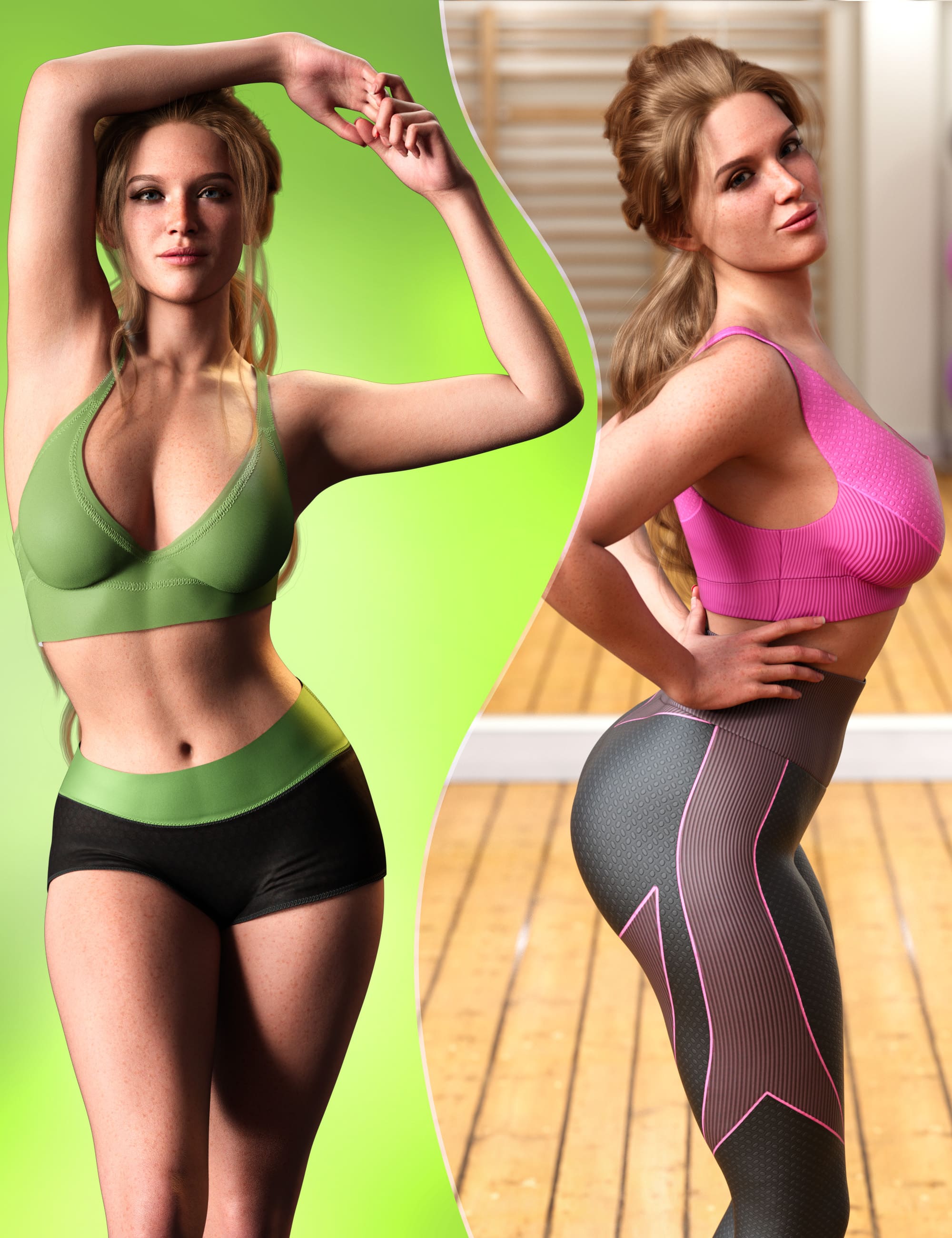 Z Fitness Goddess Shape and Pose Mega Set for Genesis 9_DAZ3D下载站