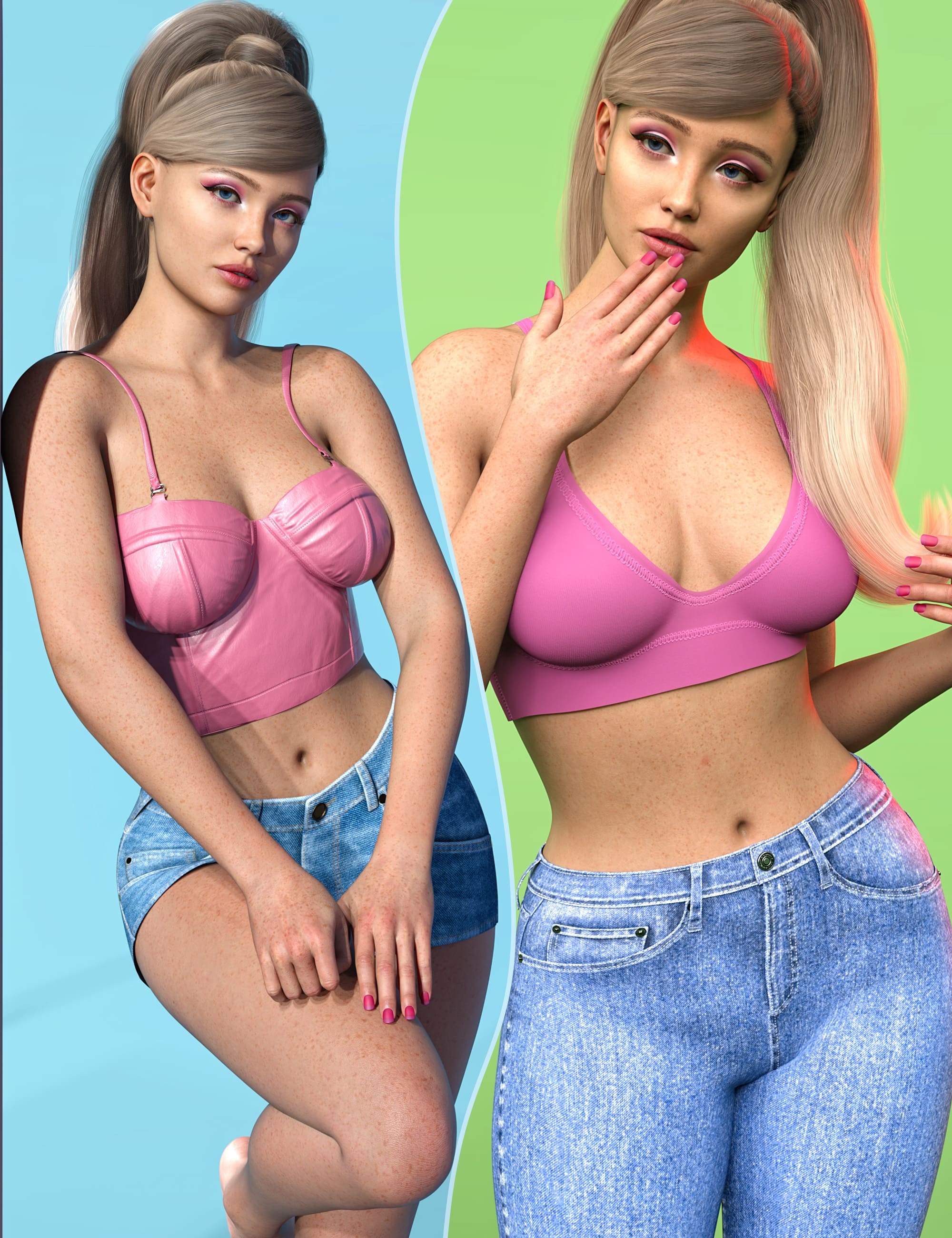 Z Sweet and Shy Poses for Genesis 8 and 9_DAZ3D下载站
