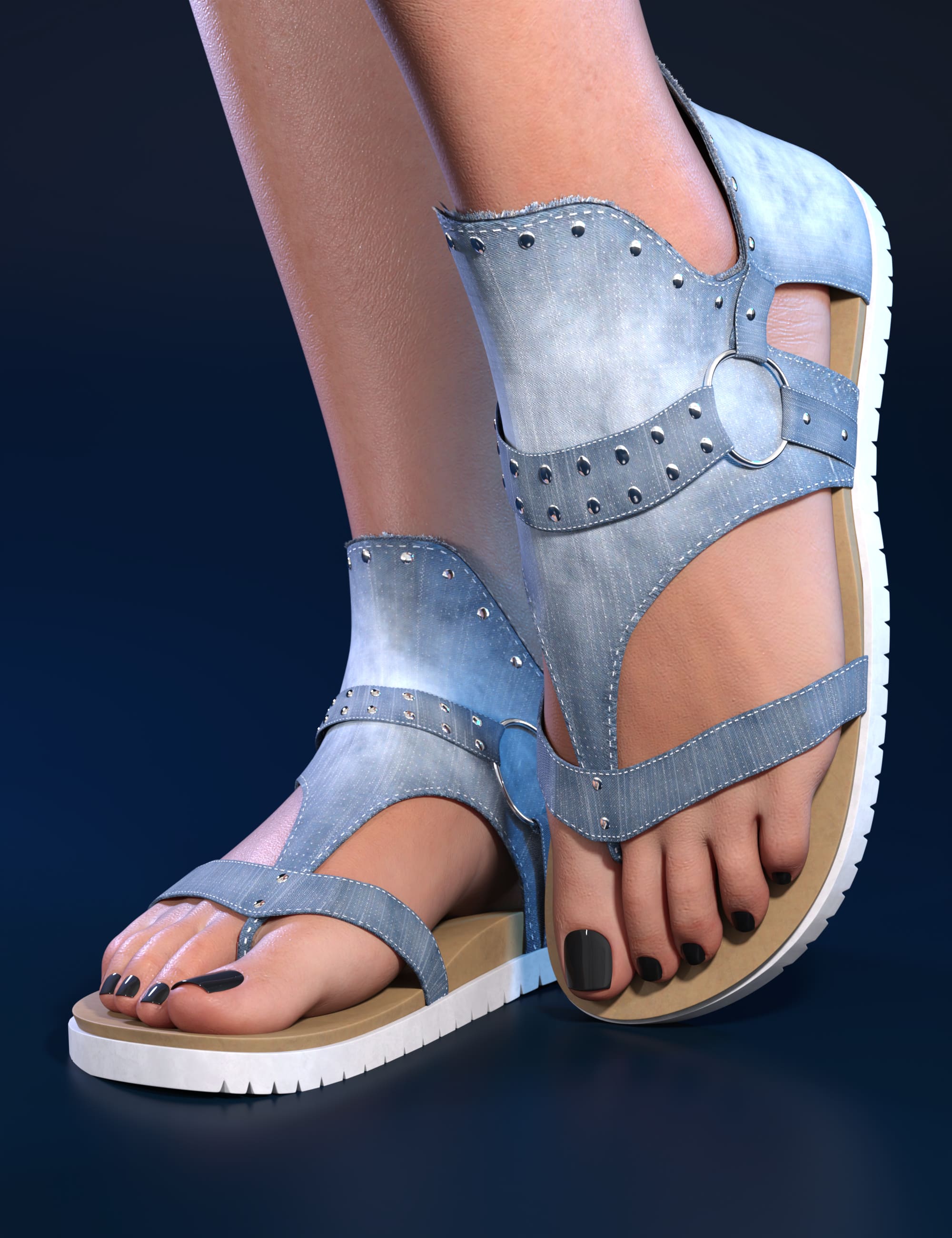 Candace Denim Sandals for Genesis 8 and 9_DAZ3DDL