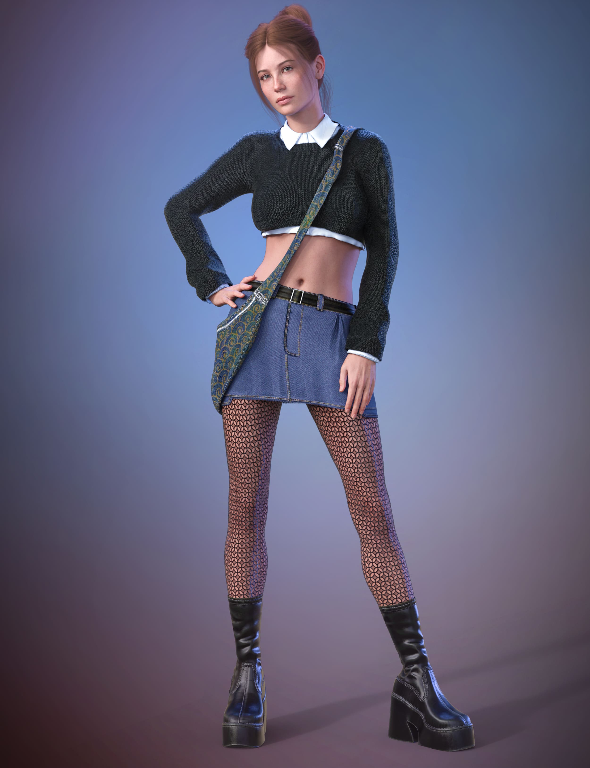 dForce Beige Spring Outfit for Genesis 9_DAZ3D下载站
