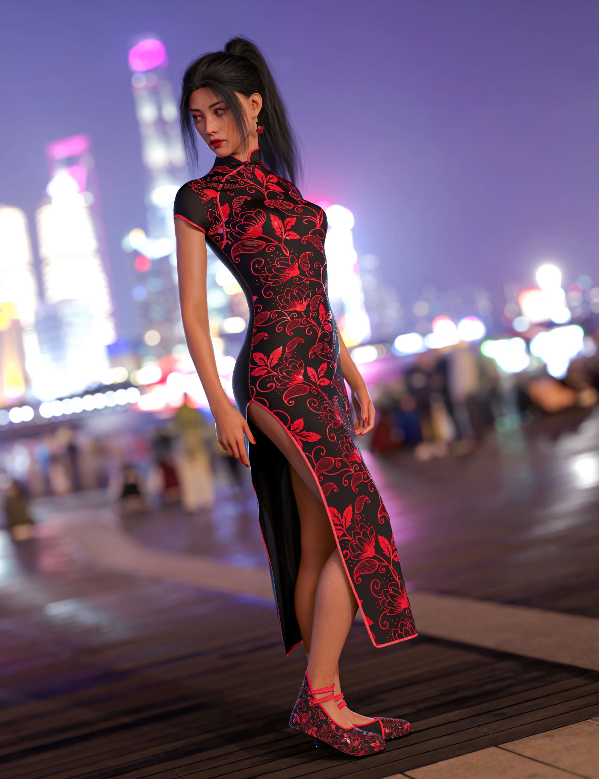 dForce Chinese Qipao Outfit for Genesis 9_DAZ3DDL