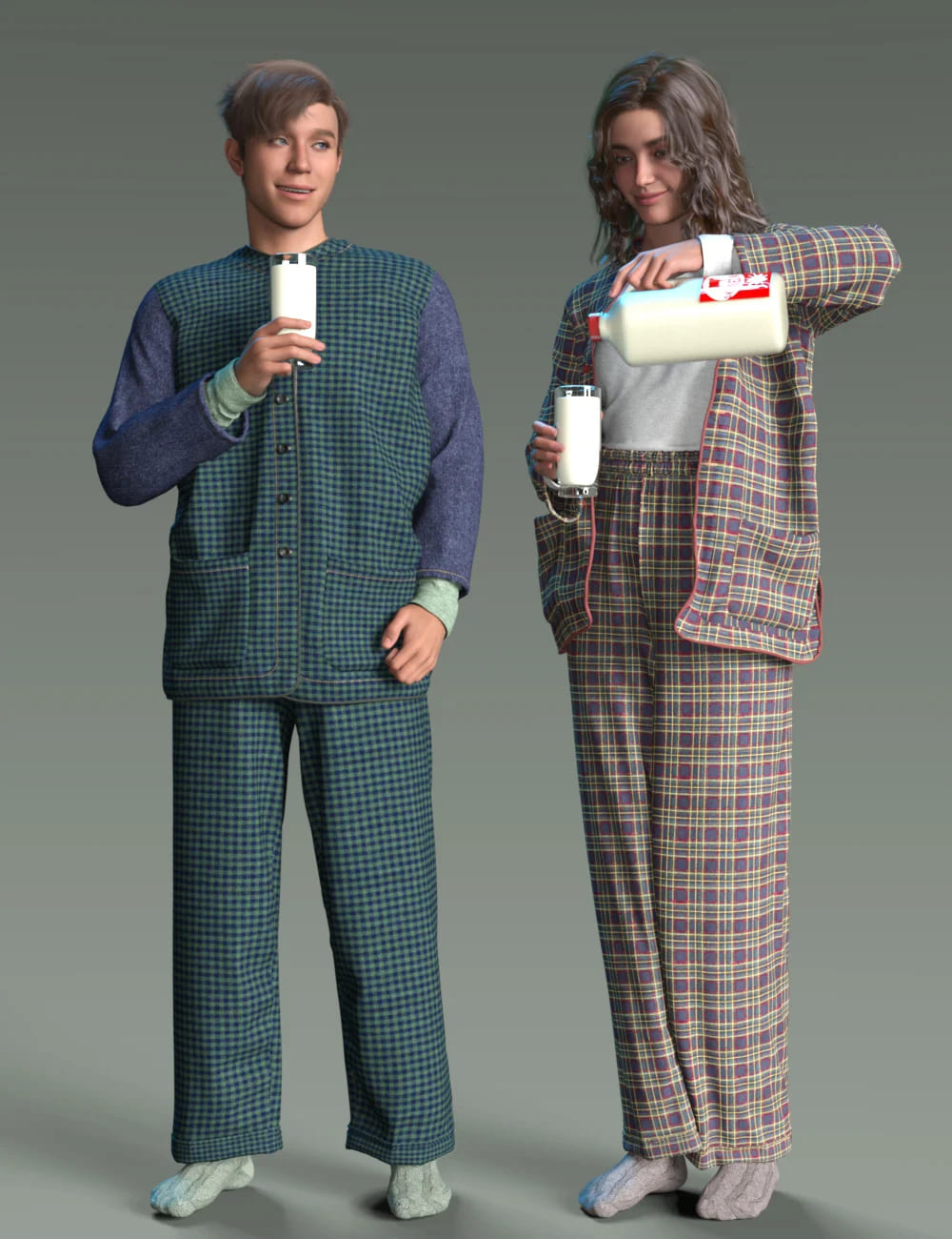 dForce Comfy Pajama Set for Genesis 9, 8, and 8.1_DAZ3D下载站