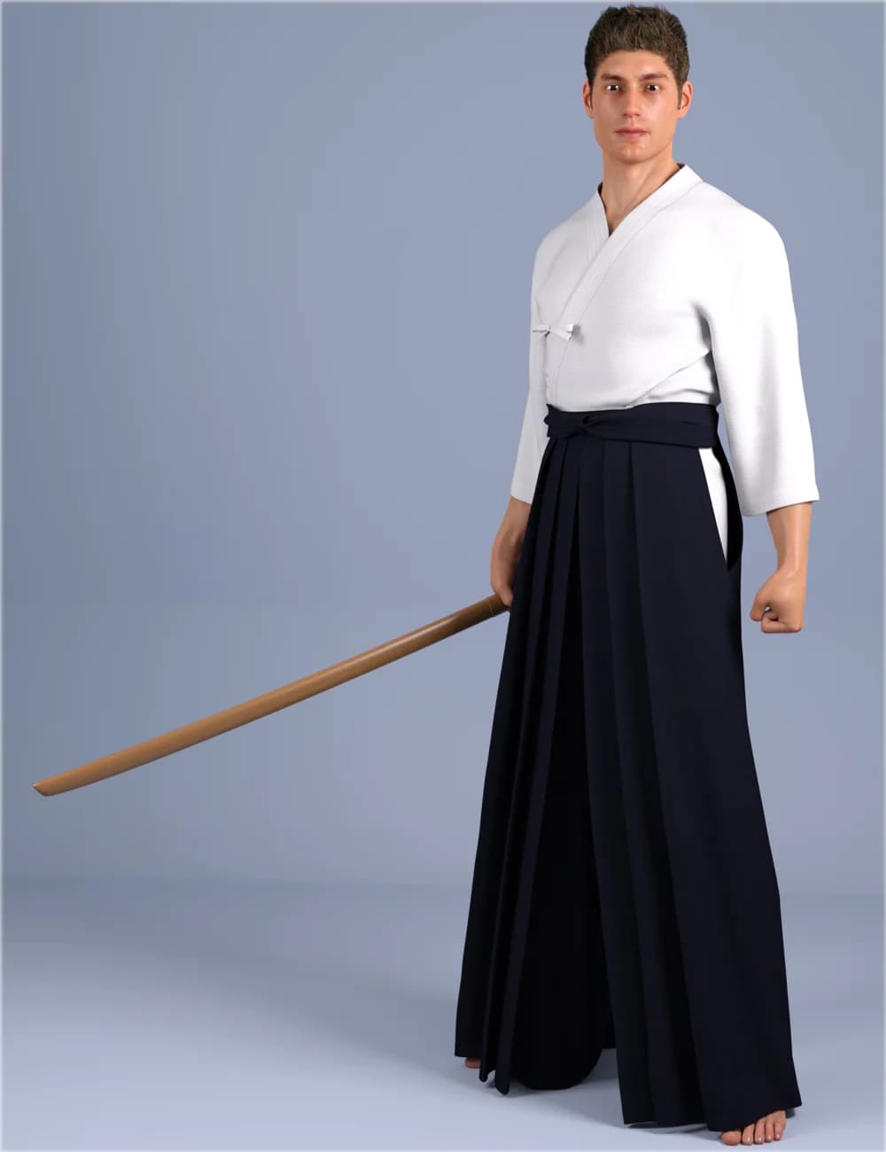 dForce HnC Kendo Uniform Outfits for Genesis 8.1 Males_DAZ3D下载站