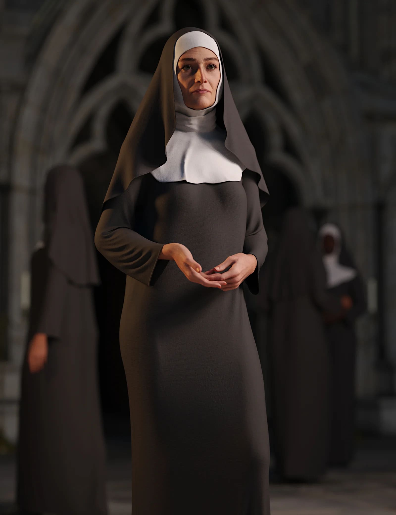 dForce Nun Outfit for Genesis 9_DAZ3D下载站