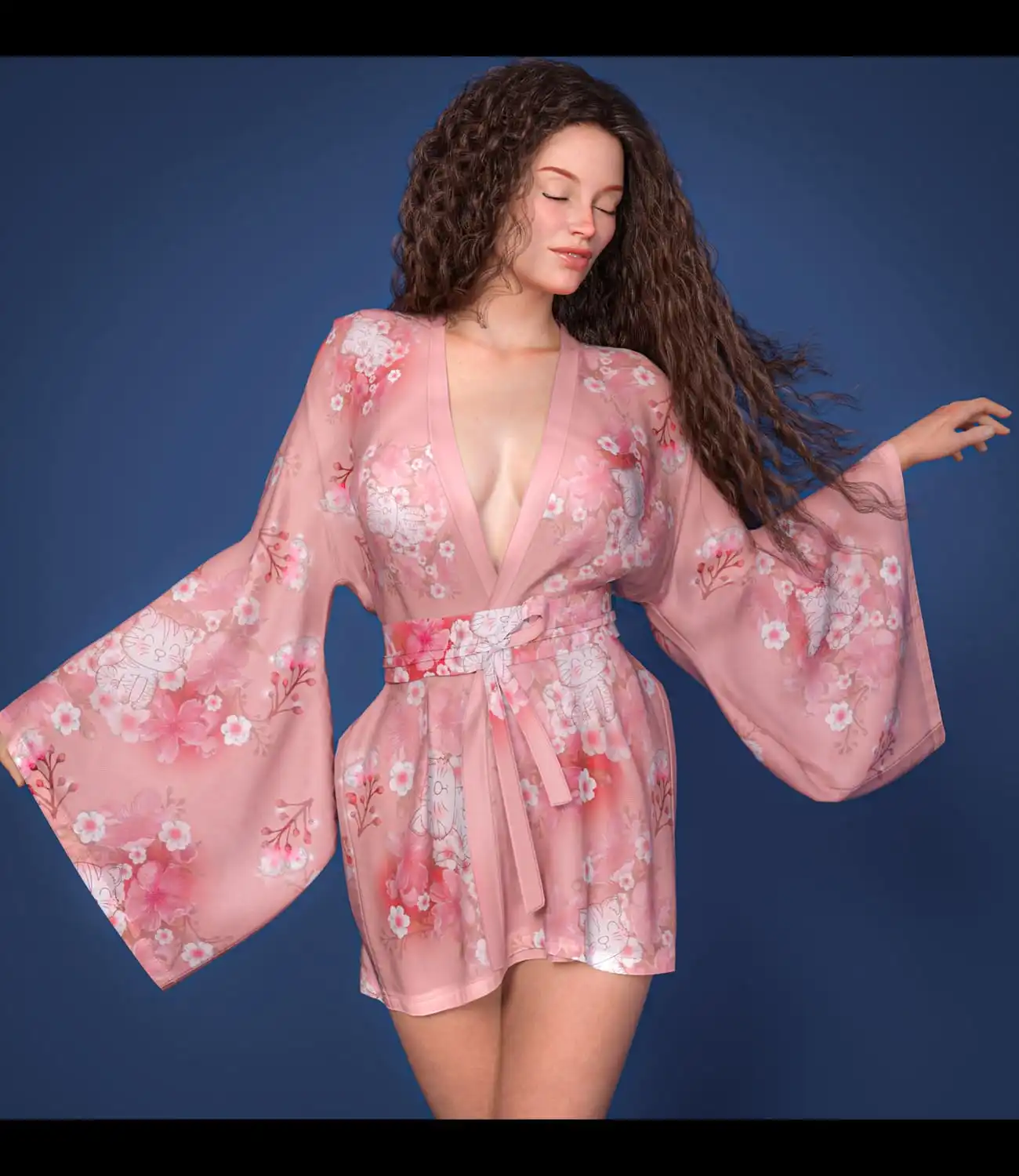 Japanese Kimono dforce outfit for Genesis 8 & 8.1 Female(s)_DAZ3D下载站