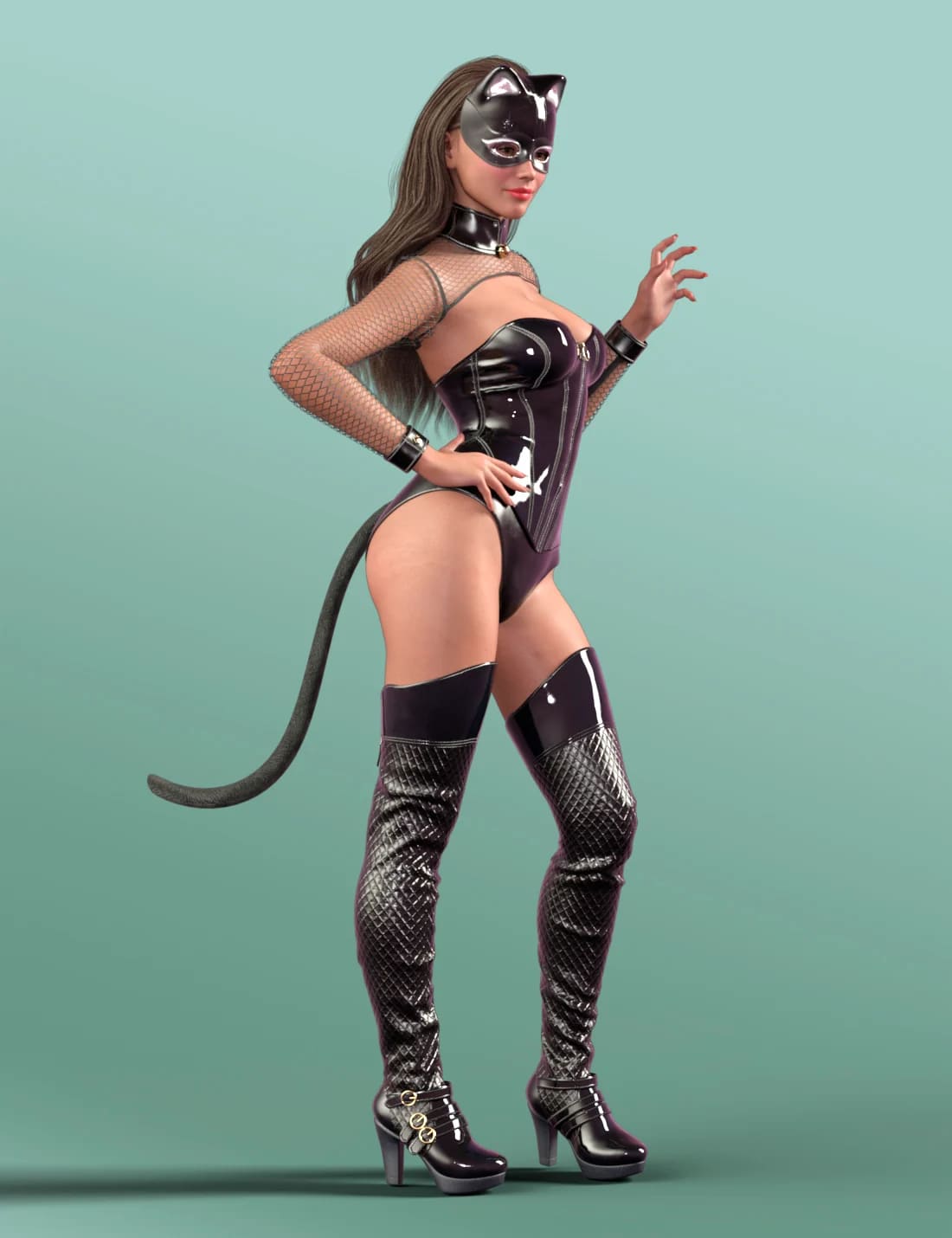 Kitty Cat Night Outfit for Genesis 9_DAZ3D下载站