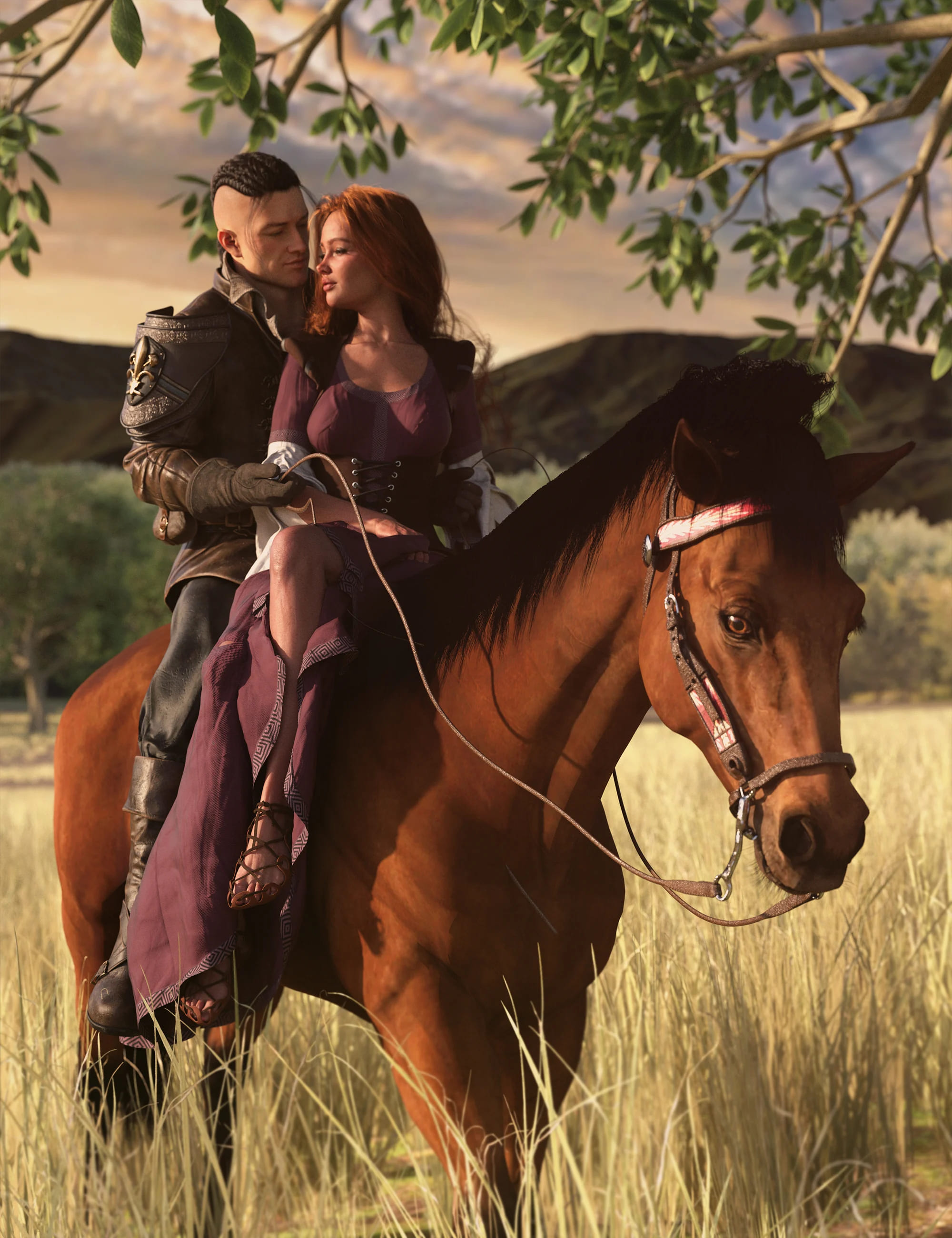 Unbreakable Bond Horse Riding Poses for Genesis 9 and Daz Horse 3_DAZ3D下载站