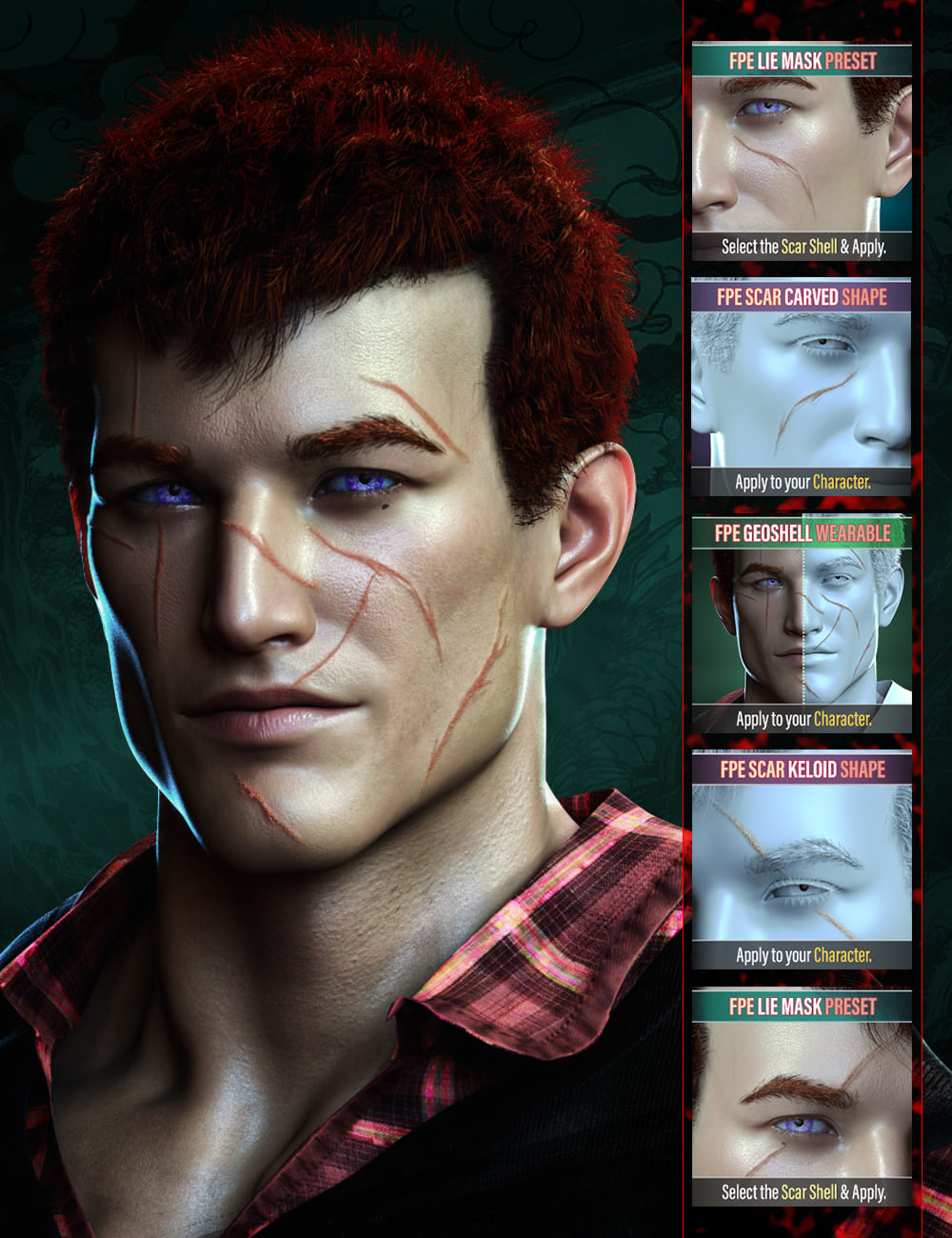 FPE HD Face Scars for Genesis 9_DAZ3D下载站