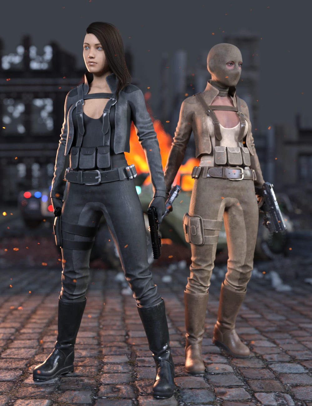 Rebel Militia Outfit for Genesis 8.1 Females_DAZ3D下载站
