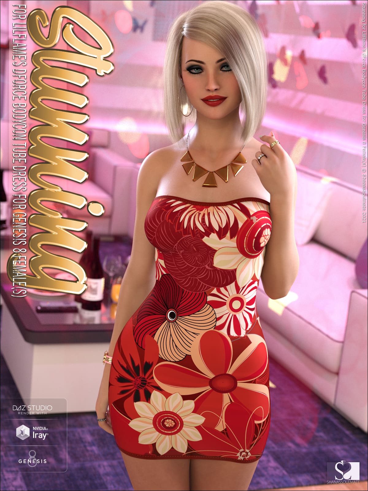 Stunning for dForce Bodycon Tube Dress for Genesis 8 Females_DAZ3D下载站