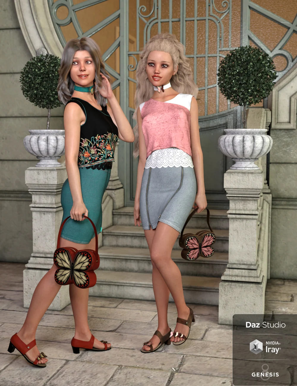 dForce Mariposa Princess Outfit Textures_DAZ3D下载站