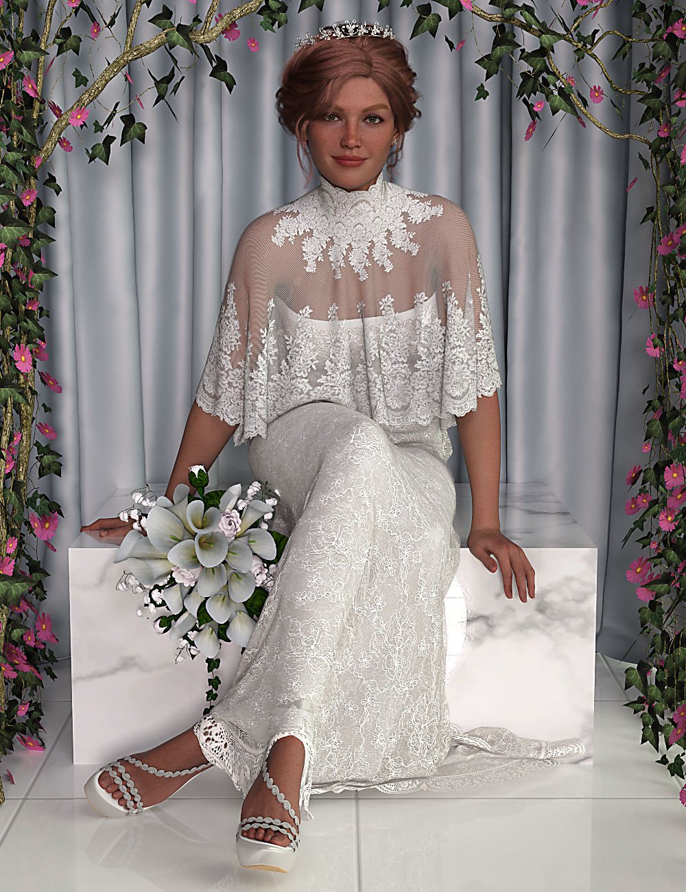 dForce Sofia Wedding Gown for Genesis 9_DAZ3D下载站