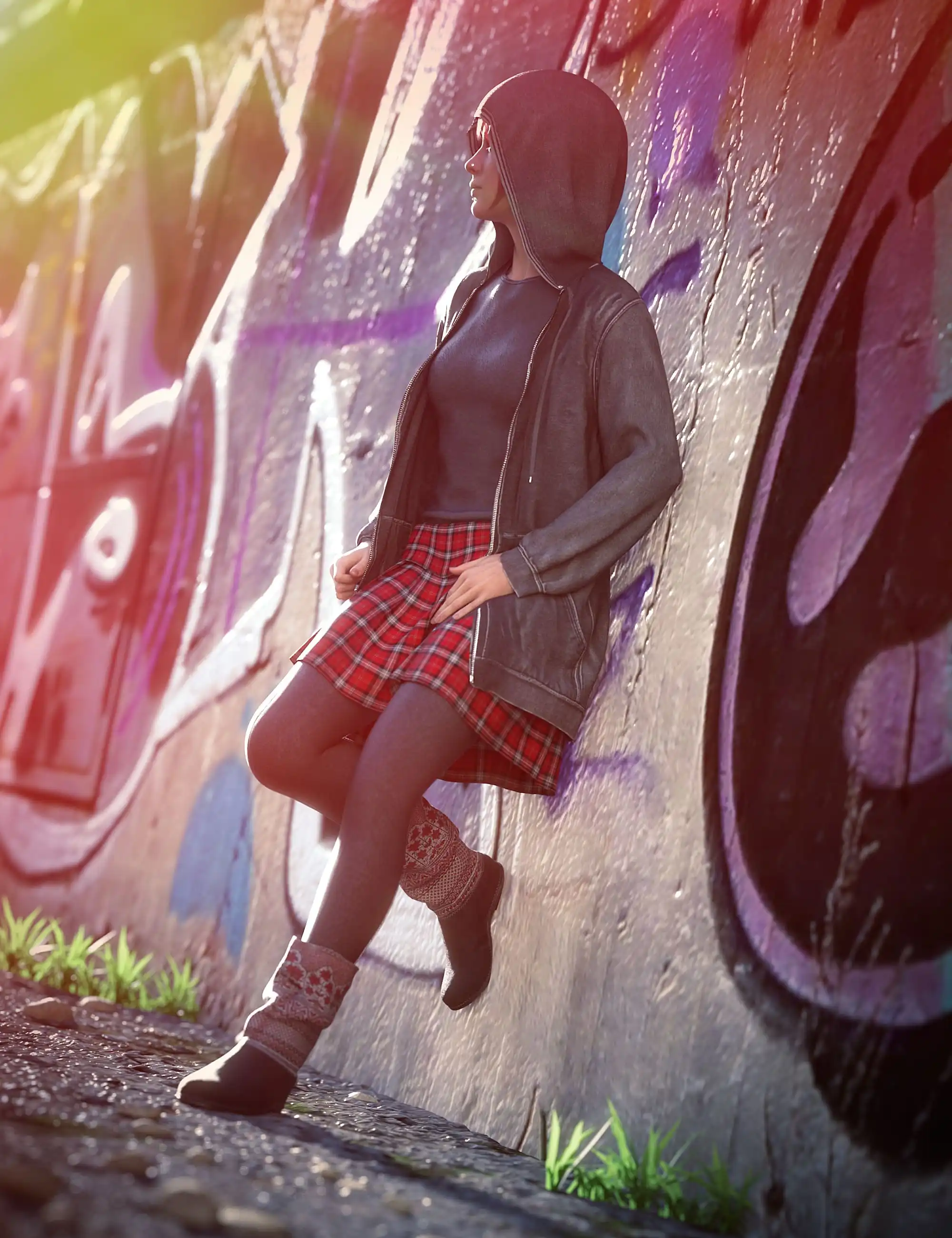 dForce Thrifty Chic Outfit for Genesis 9_DAZ3D下载站