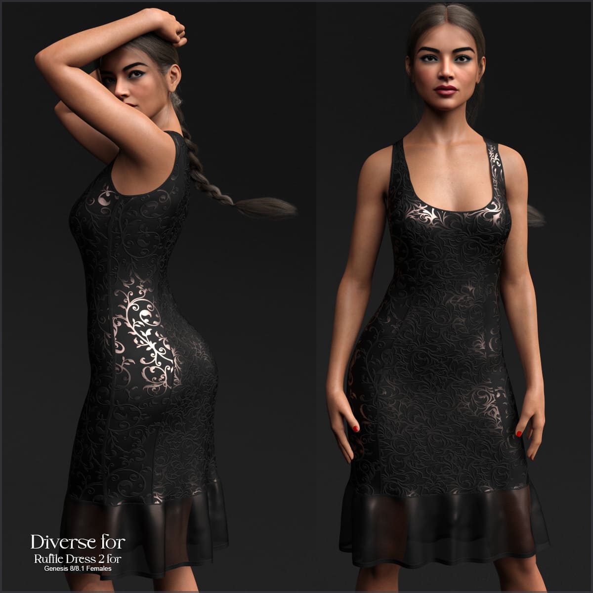 Diverse for D-Force RuffleDress2 for G8F and G8.1F_DAZ3D下载站