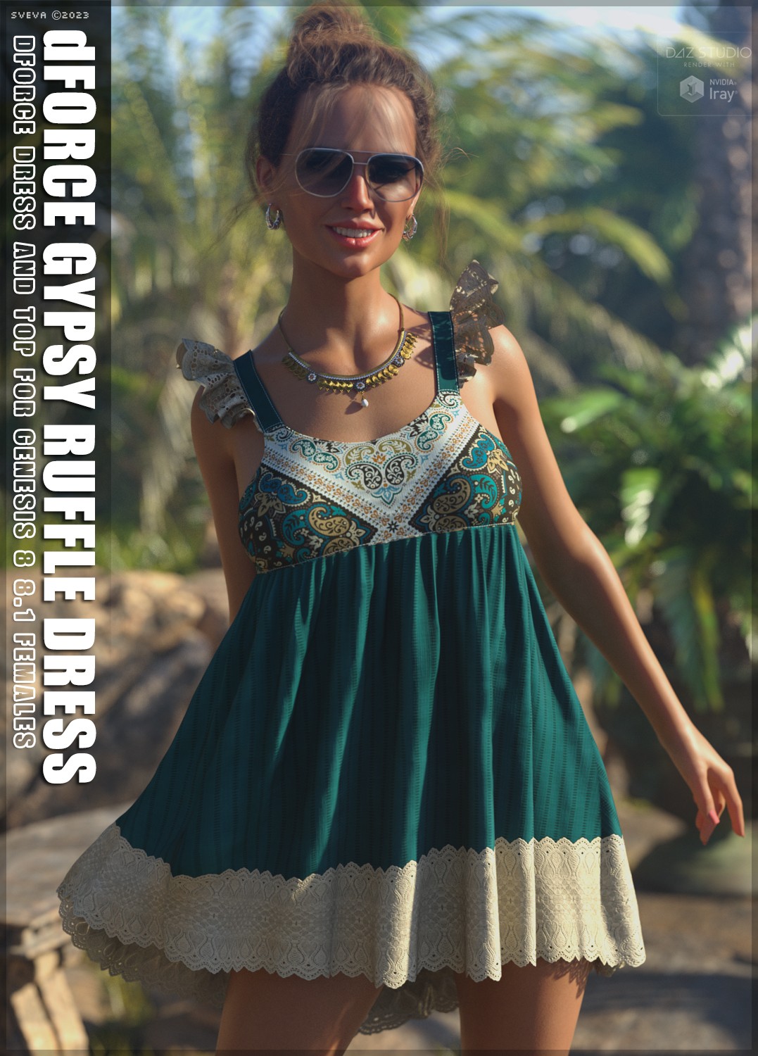 dForce Gypsy Ruffles Dress G8G8.1F_DAZ3D下载站