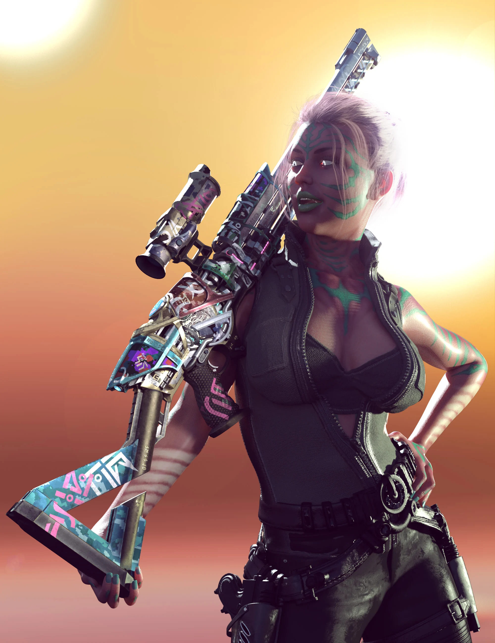 Punkish Alien Sniper Rifle_DAZ3D下载站
