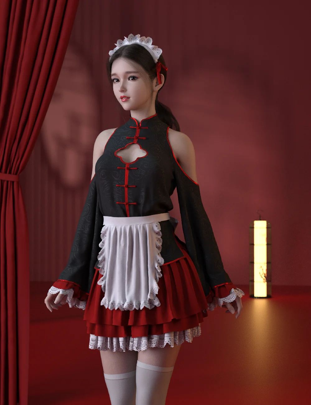 dForce MKTG Maid Outfit for Genesis 8.1 Females and Genesis 9_DAZ3D下载站