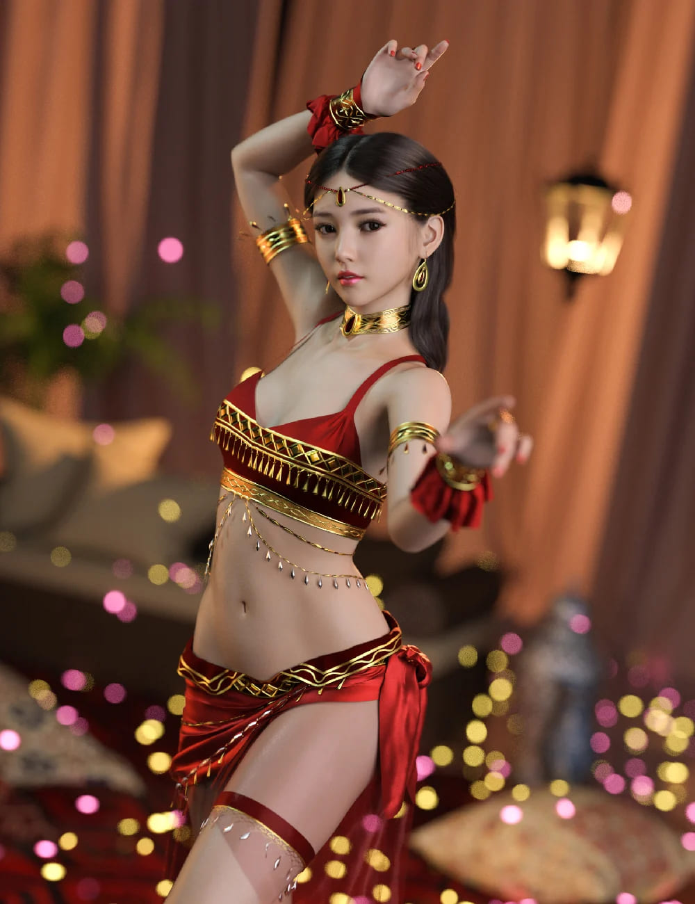dForce MKTG Star Dancer Outfit for Genesis 9, 8.1 and 8 Female_DAZ3D下载站