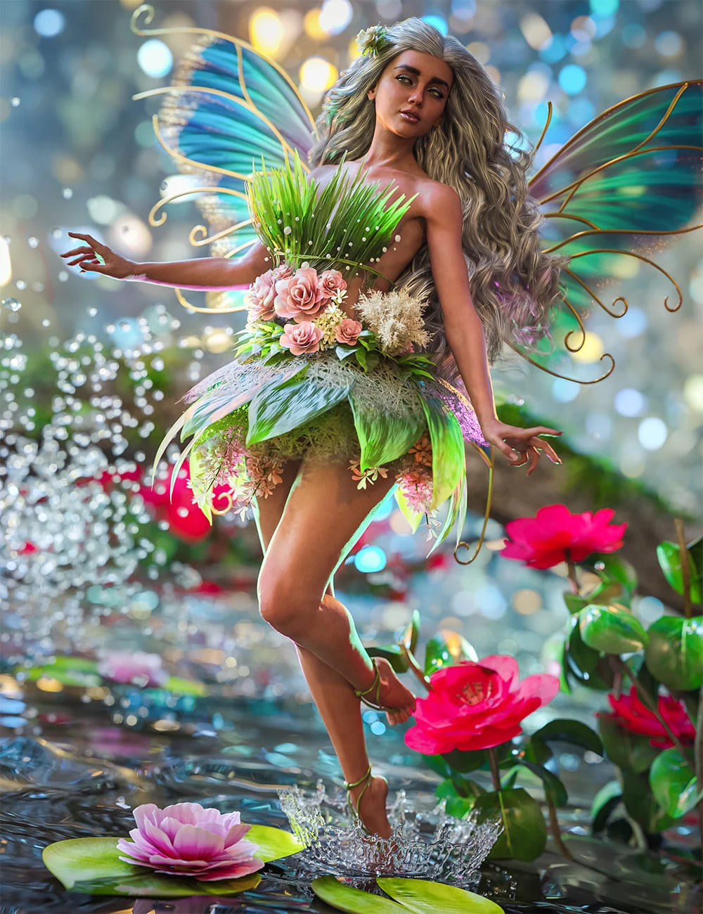 Feya Floral Fairy Outfit for Genesis 8, 8.1, and 9_DAZ3DDL