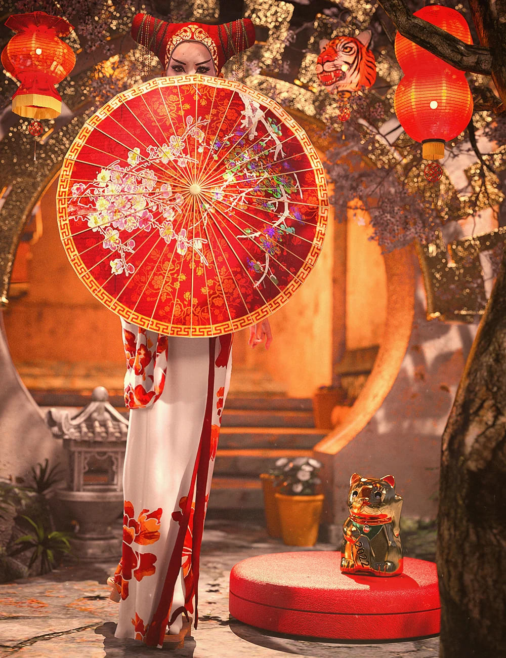 Chinese New Year Props Set_DAZ3D下载站