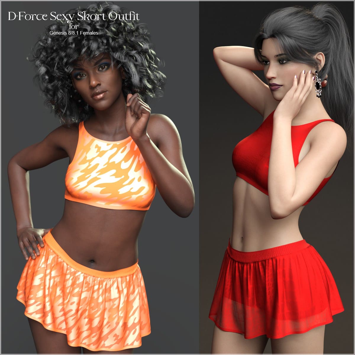 D-Force Sexy Skort Outfit for G8F and G8.1F_DAZ3D下载站
