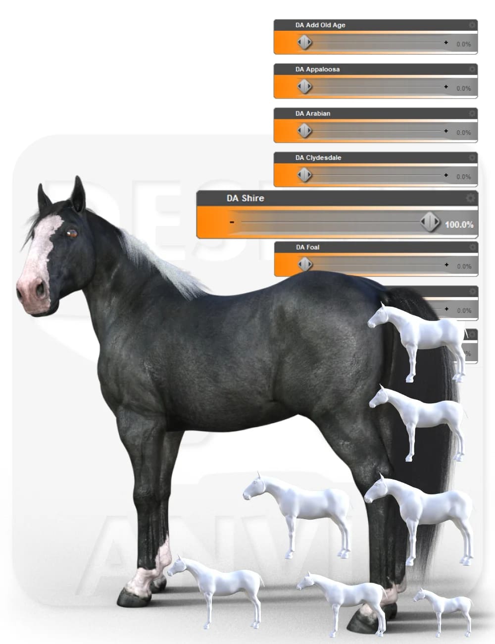 DA Ultimate Shape pack for Horse 3 – Breeds_DAZ3D下载站