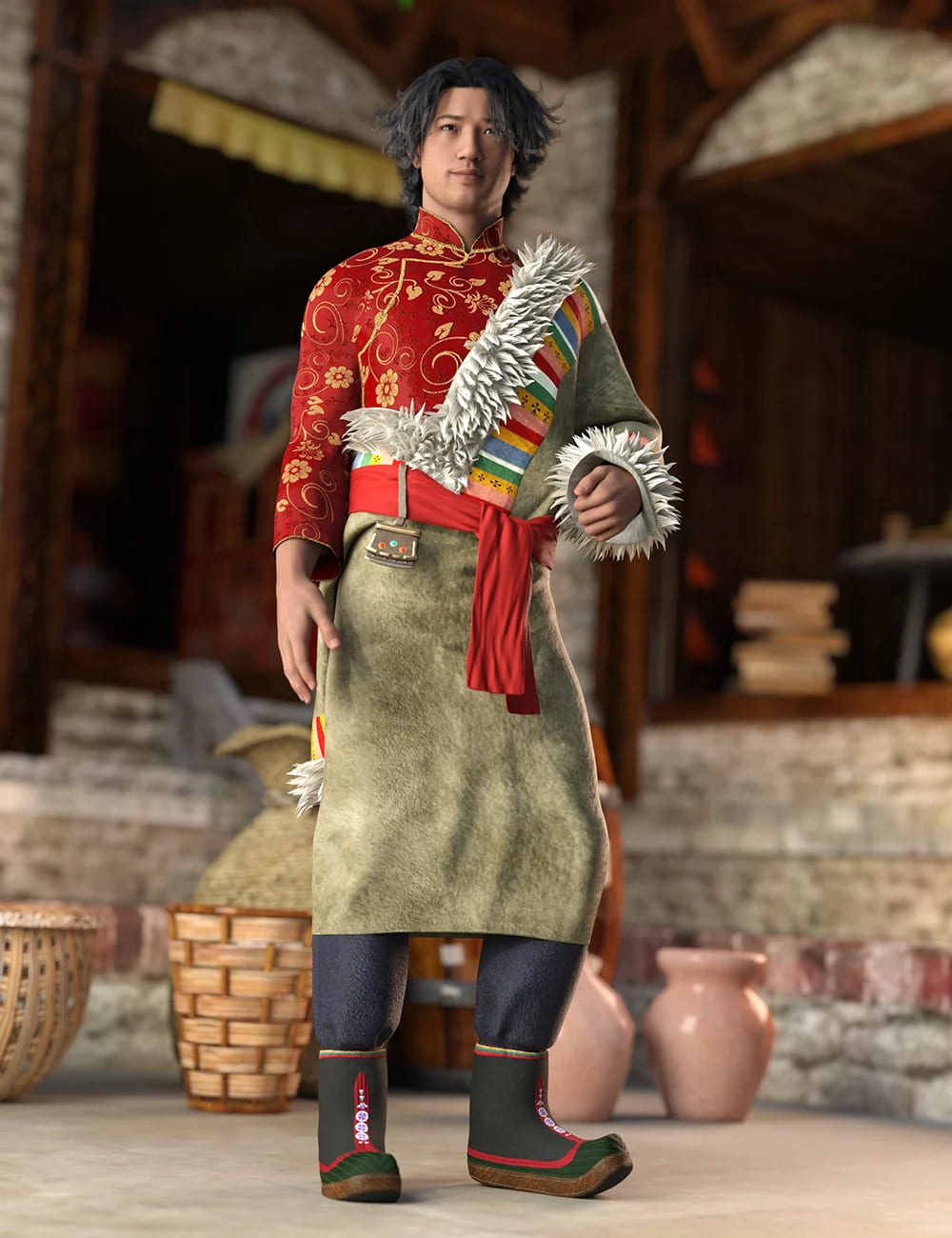 dForce AA Tibetan Outfit for Genesis 9_DAZ3DDL