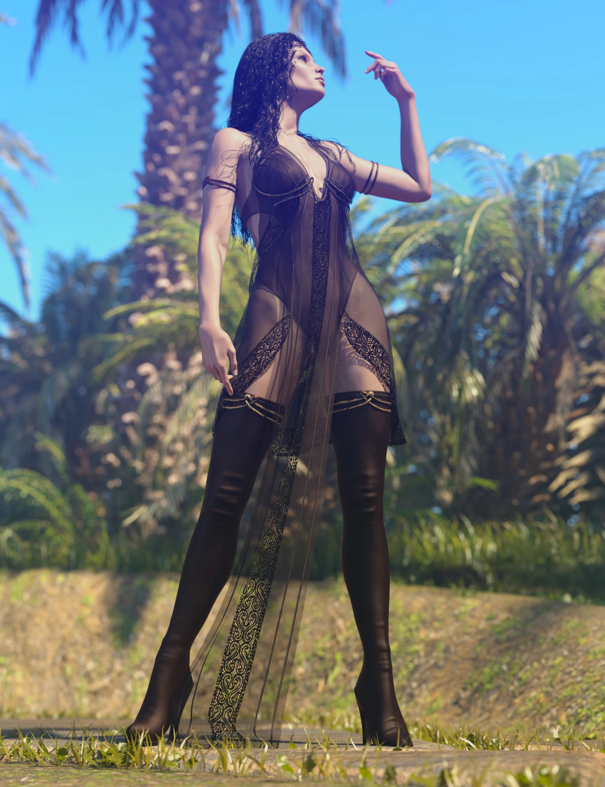 dForce CB Sana Clothing Set for Genesis 9_DAZ3D下载站